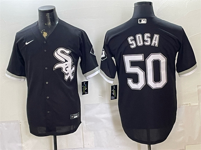 Men's Chicago White Sox #50 Lenyn Sosa Black Stitched Baseball Jersey Men's Chicago White Sox #50 Lenyn Sosa Black Stitched Baseball Jersey